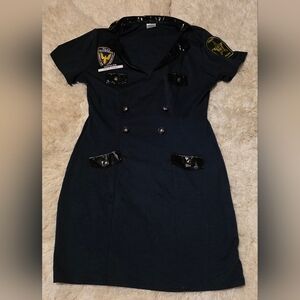 Halloween Navy Blue Spirit Police Uniform Costume Cosplay Role Dress Up Sz. L
